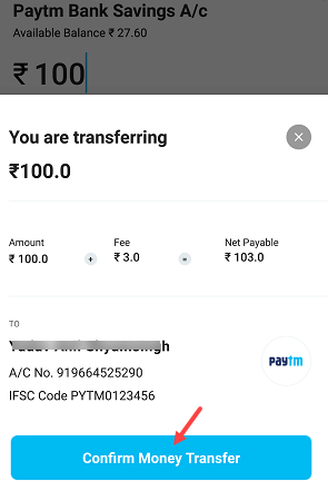 transfer money from paytm wallet to paytm payments bank account