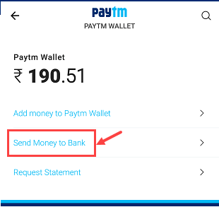 transfer money - paytm wallet to Bank account