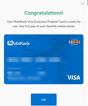 Mobikwik VISA Virtual Debit Card