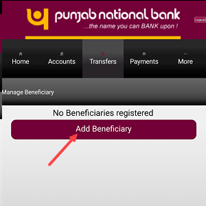Add Beneficiary PNB Mobile Banking