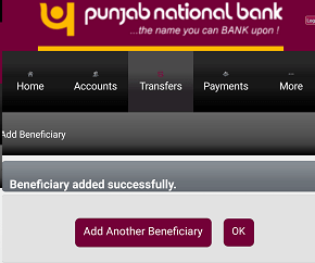 Add Beneficiary PNB Mobile Banking