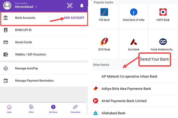 Add (Link) Bank Account in PhonePe