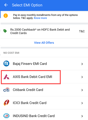 Flipkart EMI Debit card