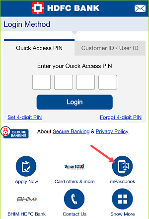 HDFC Bank mPassbook