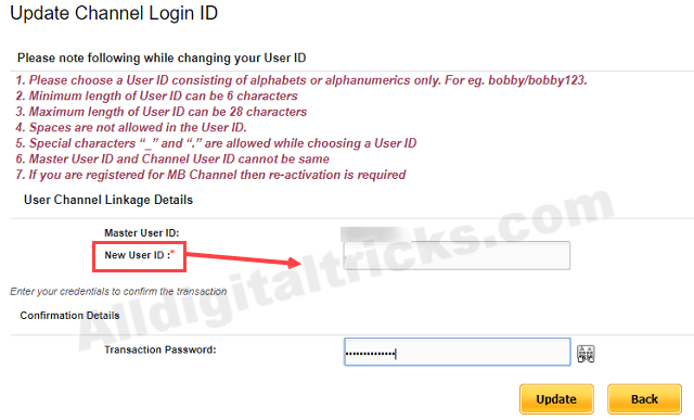 Change user id pnb net banking