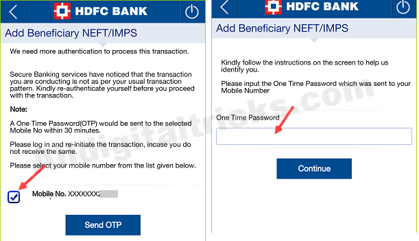 Add Beneficiary HDFC Bank