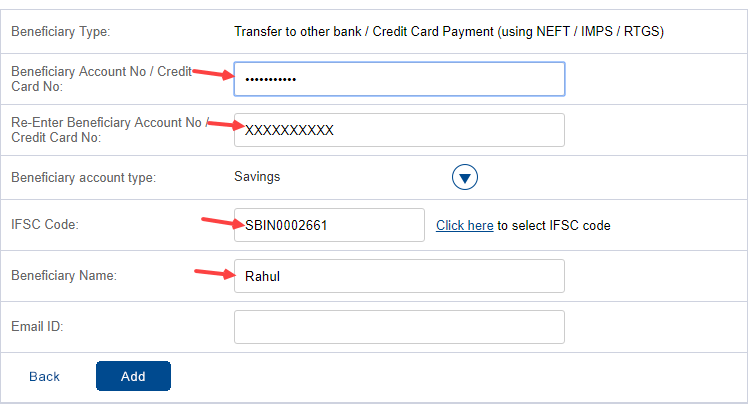 Add Beneficiary HDFC Bank