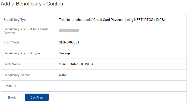 Add Beneficiary HDFC Bank