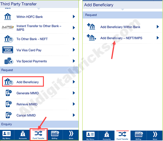 Add Beneficiary HDFC Bank
