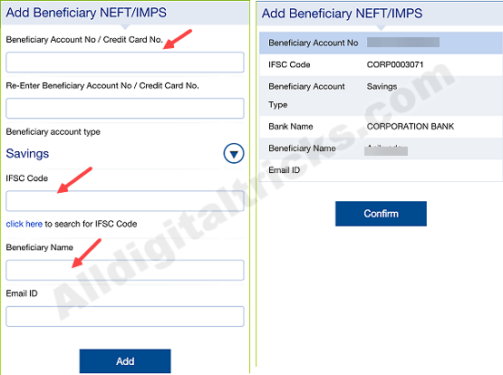 Add Beneficiary HDFC Bank