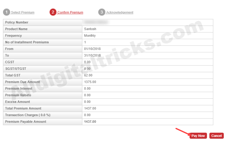 Pay PLI premium payment online