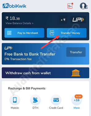 Mobikwik to Bank transfer money