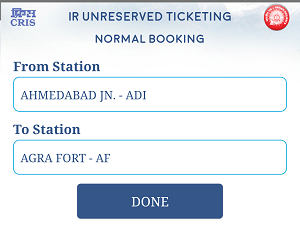 Unreserved train ticket Book online