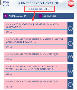 Unreserved train ticket Book online