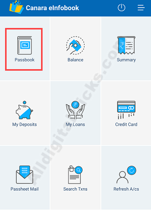 Canara Bank Passbook online on phone
