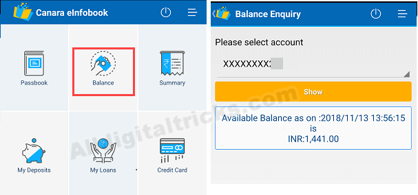 Canara Bank Passbook online on phone