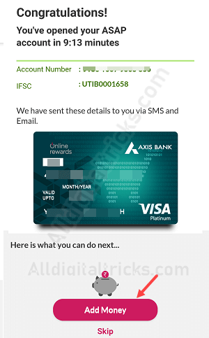 Axis ASAP account open online