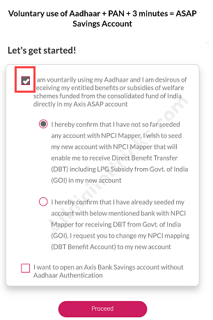 Axis ASAP account open online