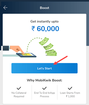 Mobikwik 60000 instant credit loan apply
