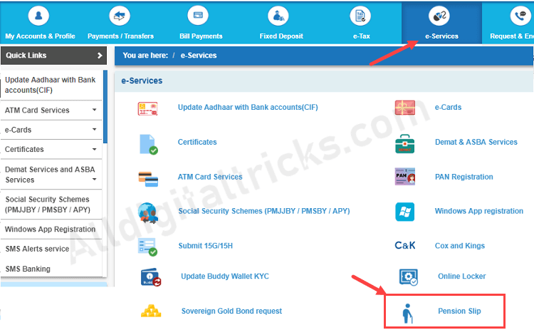SBI pension slip