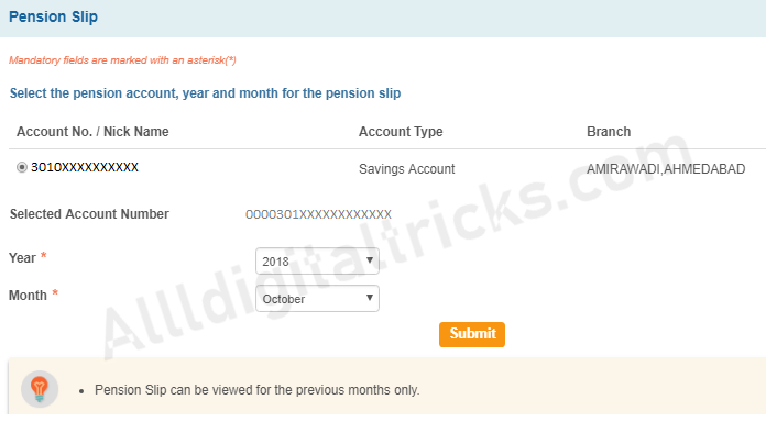 SBI pension slip