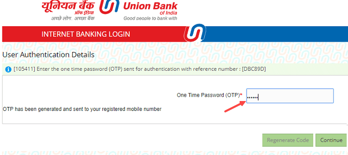 reset login password union Bank of India net banking