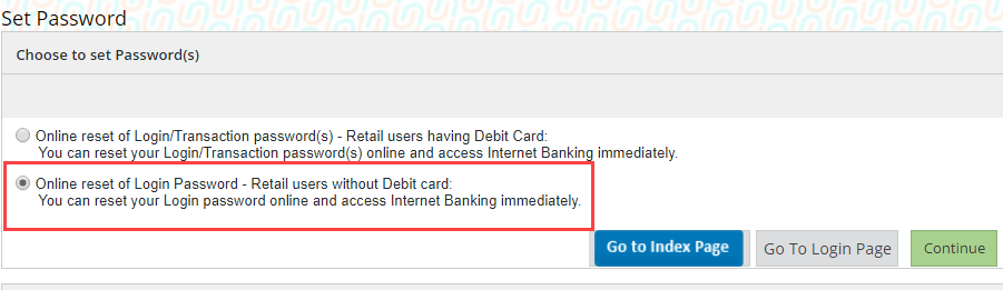 reset login password union Bank of India net banking