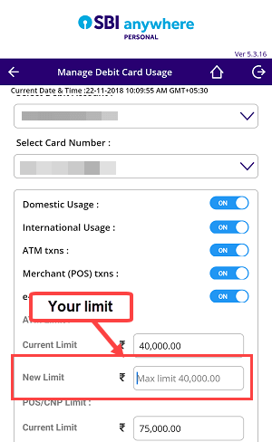 SBI ATM Debit card withdrawal limit per day