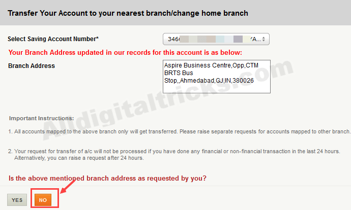 Transfer ICICI Account to another branch