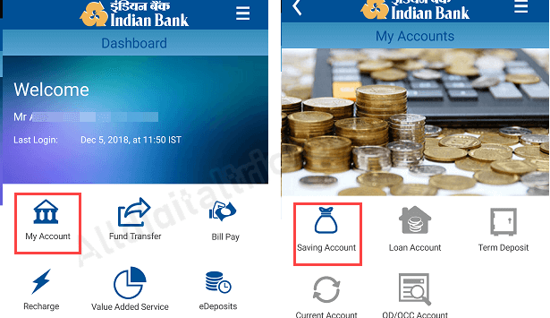 Indian Bank Mini Statement