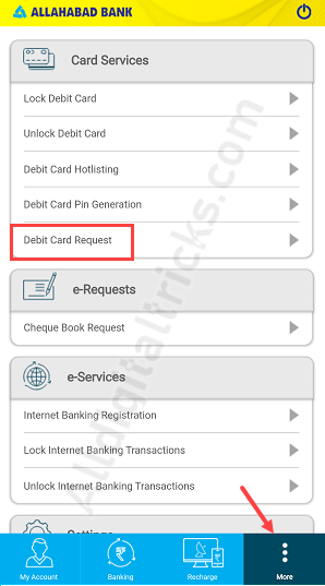 Allahabad Bank Apply ATM Debit card online