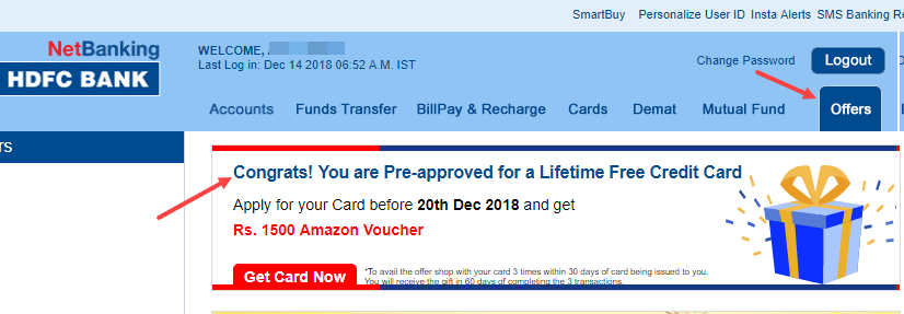 apply HDFC Life time free credit card