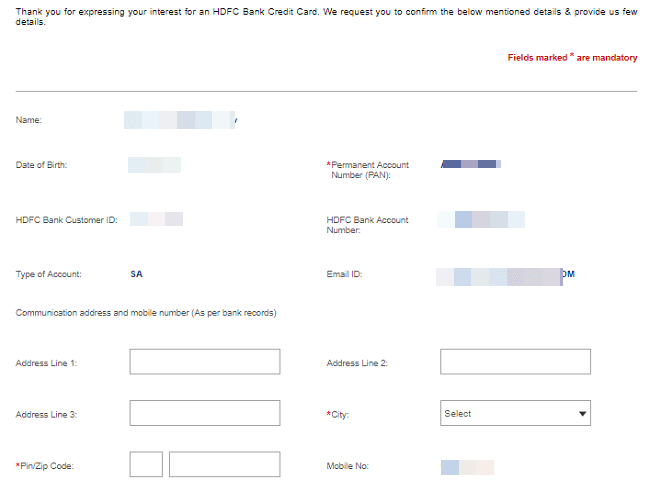 apply HDFC Life time free credit card