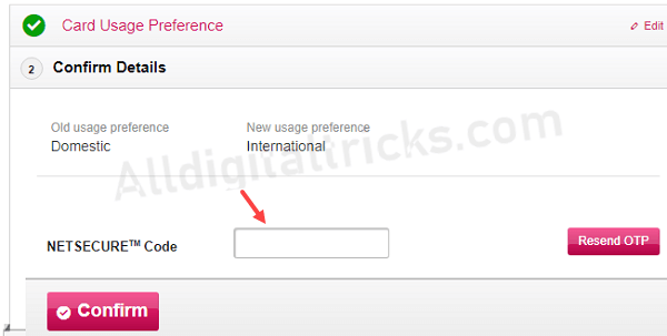 axis Debit card activate International usage