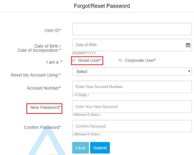 Reset Canara Login password