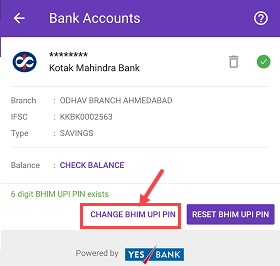 Reset UPI PIN PhonePe