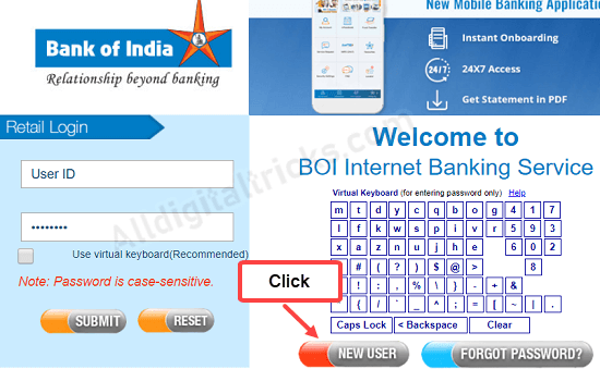 BOI Net Banking Online Registration Process