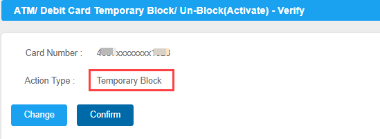 Block Unblock Canara Bank ATM Debit card
