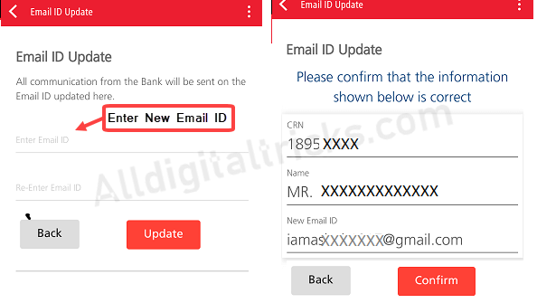 Register change email Kotak Banka