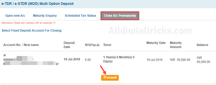 Close SBI MOD Online