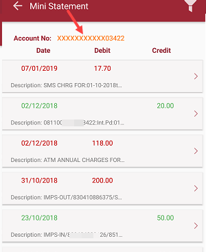 PNB Mini Statement