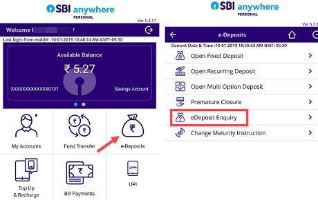 check sbi MOD balance statement