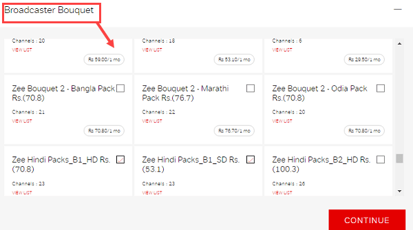 elect Channels in Airtel DTH & Create New Pack