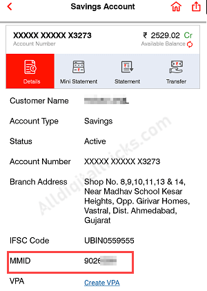 Generate MMID Union Bank of India