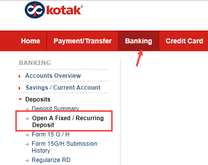Open RD Online in Kotak Bank 