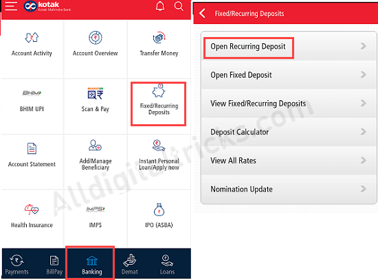 Open RD Online in Kotak Bank 