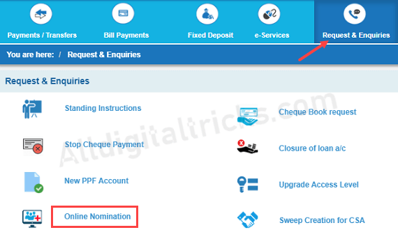 SBI Fixed Deposit - Add Nominee for SBI FD account Online