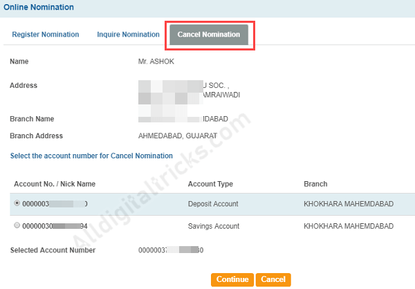 Cancel/Remove Nominee in SBI Online | Cancel Nomination