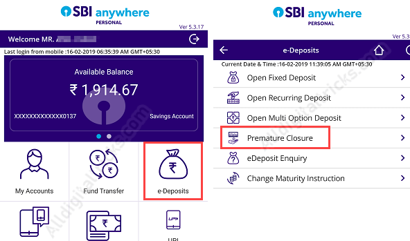 Close SBI RD Online