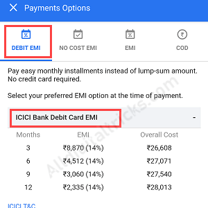 ICICI Debit card EMI